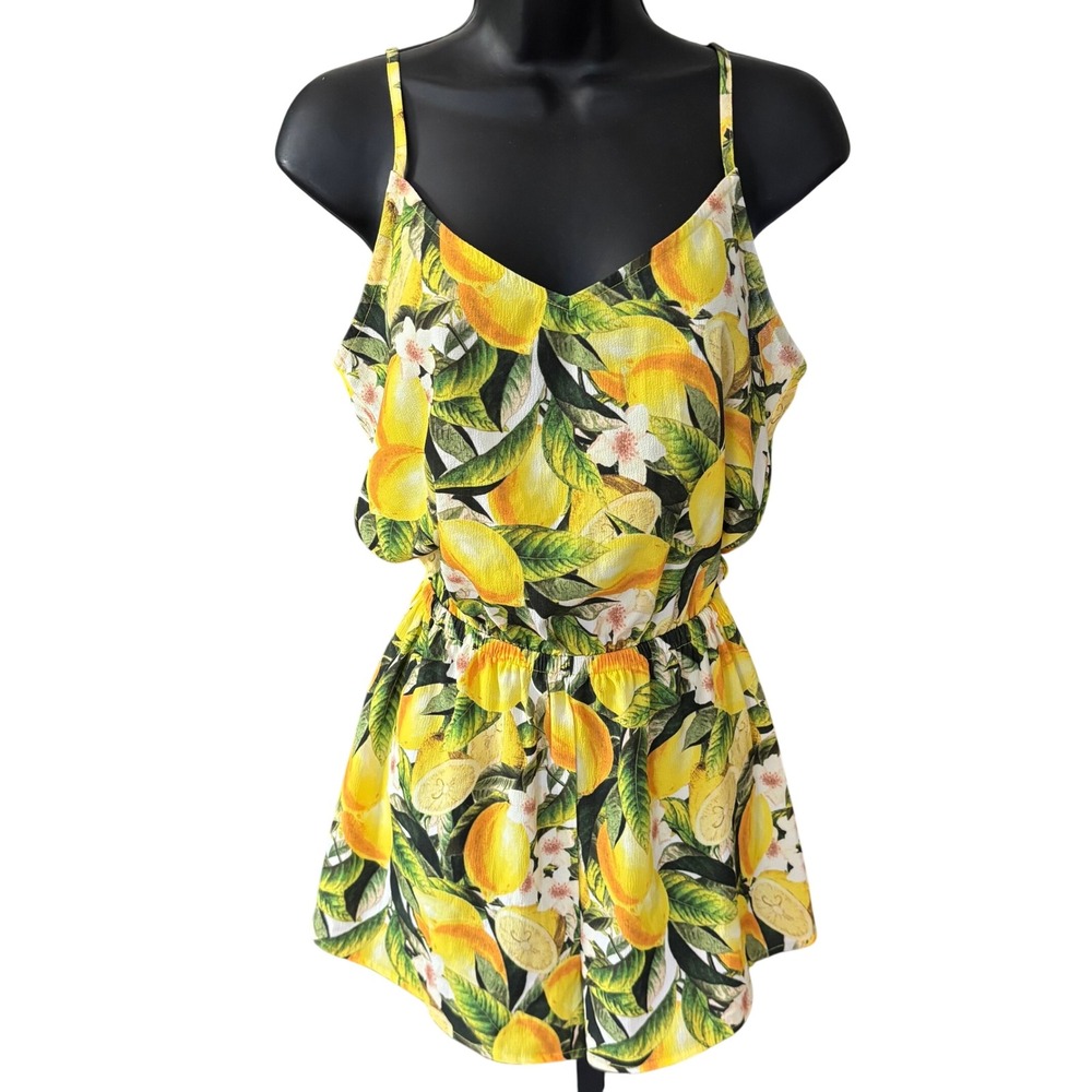 Show me your Mumu Rorey Romper Sz S Lemons Cute Summer Lightweight